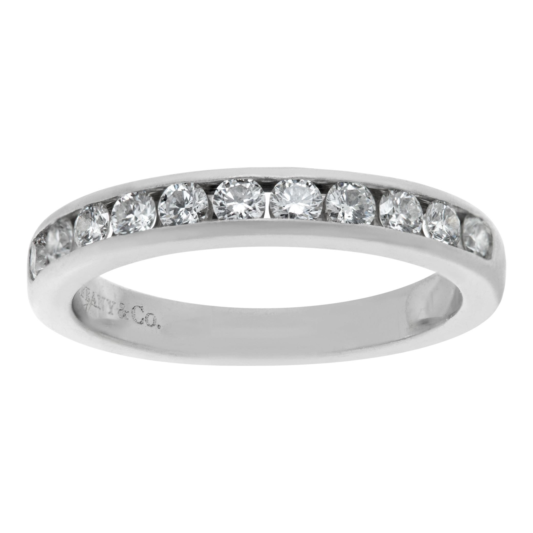 Tiffany & Co. diamond wedding band in platinum with a half-circle of diamonds For Sale