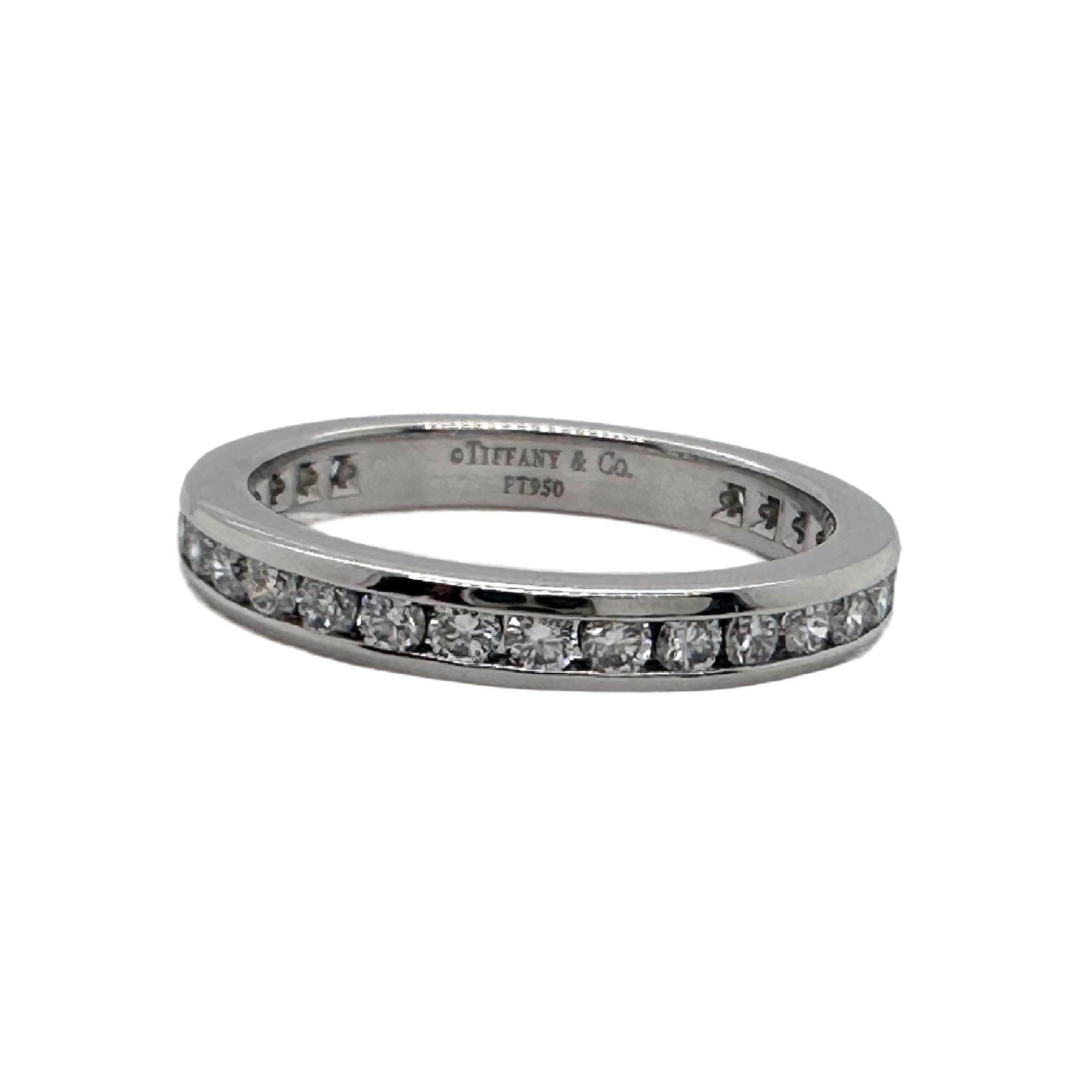 Tiffany & Co. Diamond Wedding Band Ring Full Circle 2 mm 0.38 tcw Platinum For Sale 5