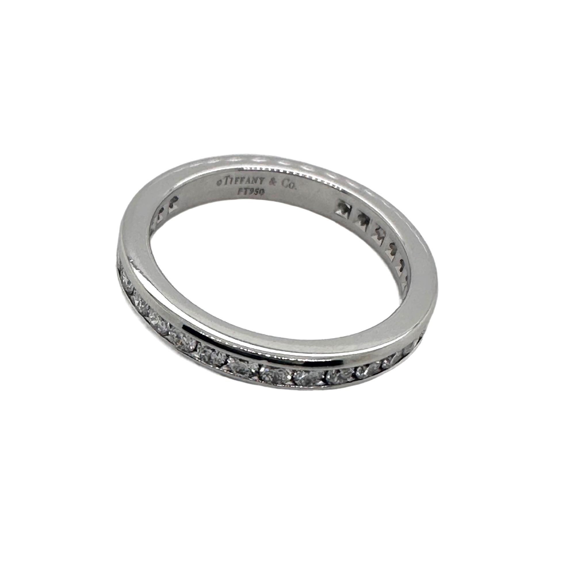 Tiffany & Co. Diamond Wedding Band Ring Full Circle 2 mm 0.38 tcw Platinum For Sale 6