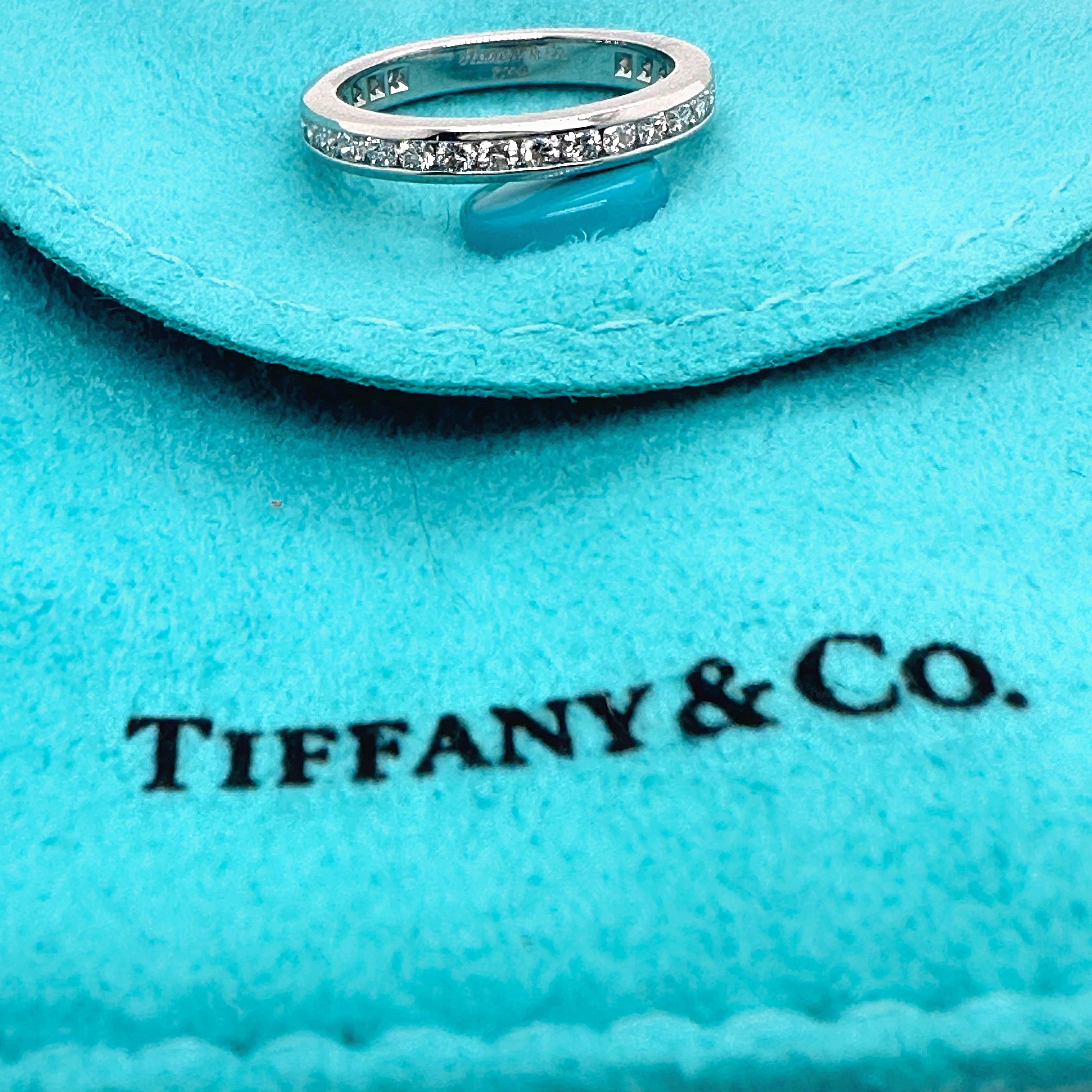 Round Cut Tiffany & Co. Diamond Wedding Band Ring Full Circle 2 mm 0.38 tcw Platinum For Sale
