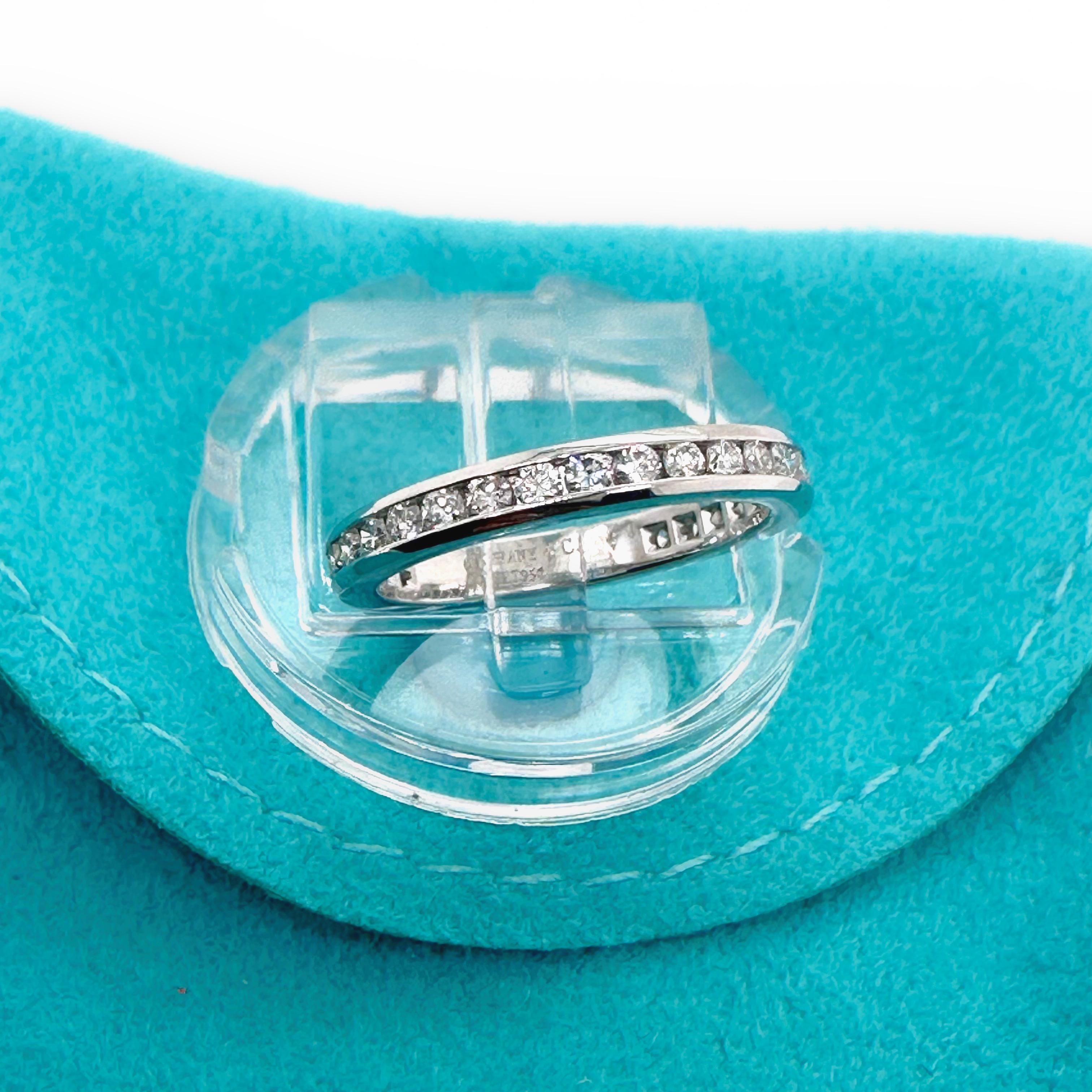 Women's or Men's Tiffany & Co. Diamond Wedding Band Ring Full Circle 2 mm 0.38 tcw Platinum For Sale