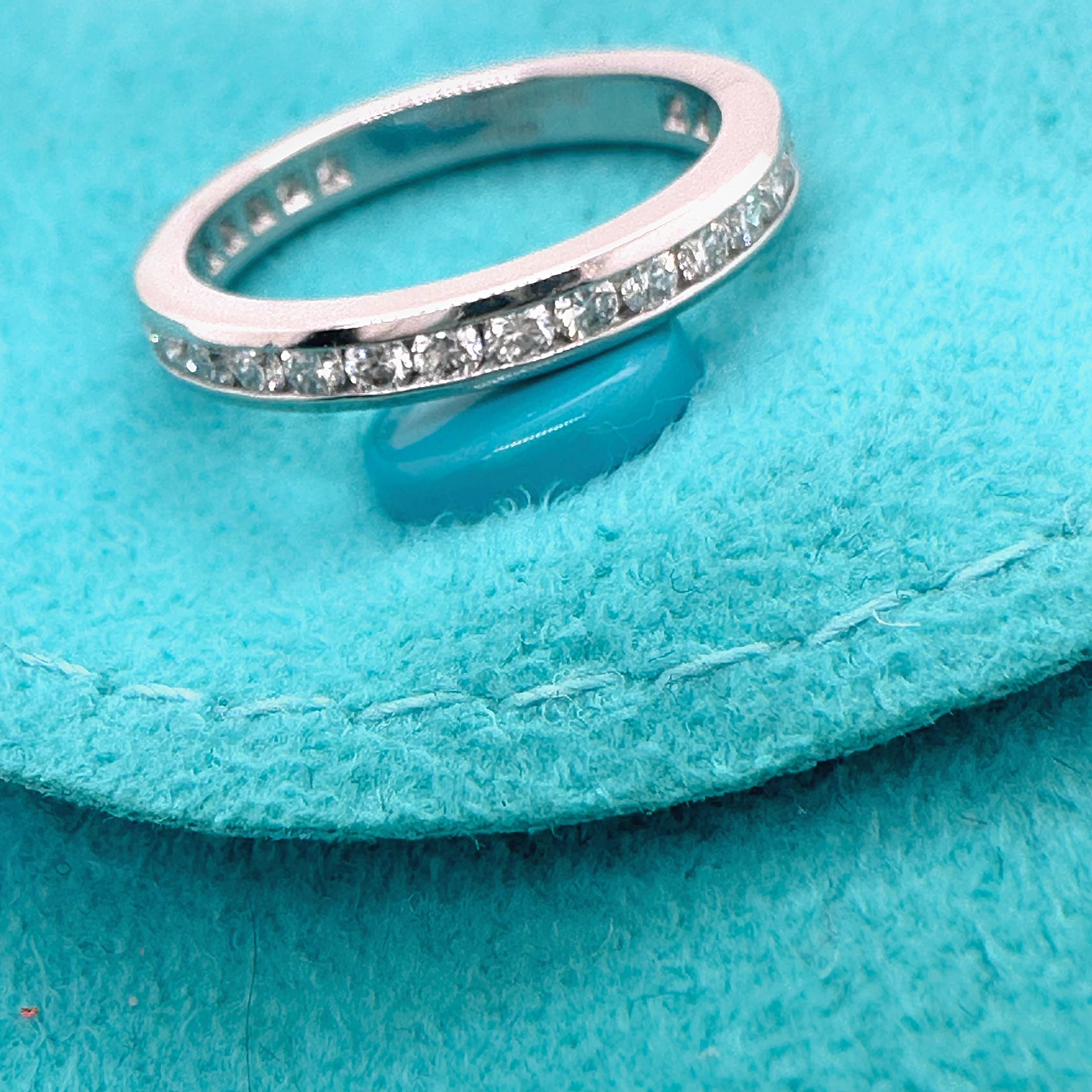 Tiffany & Co. Diamond Wedding Band Ring Full Circle 2 mm 0.38 tcw Platinum For Sale 1