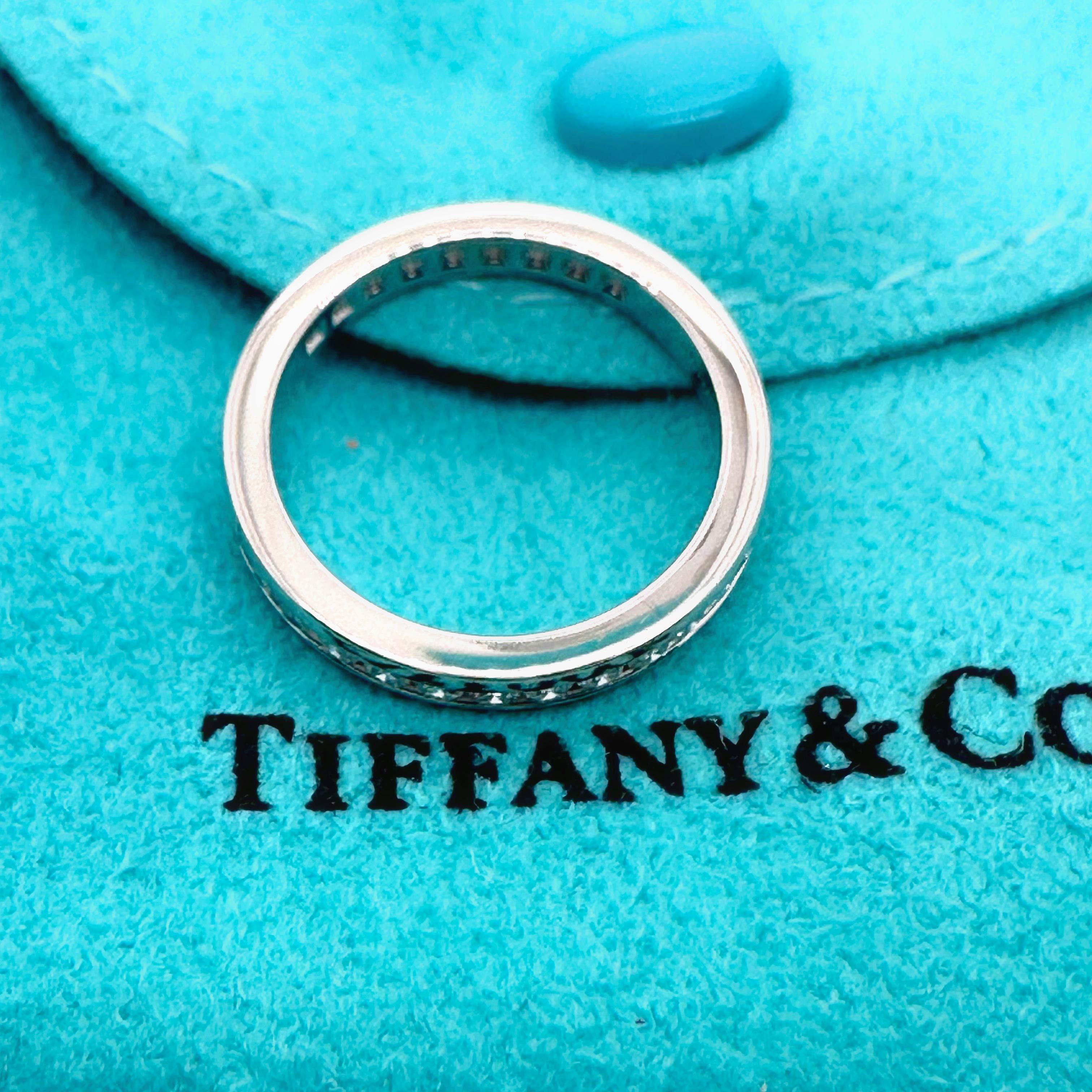 Tiffany & Co. Diamond Wedding Band Ring Full Circle 2 mm 0.38 tcw Platinum For Sale 2