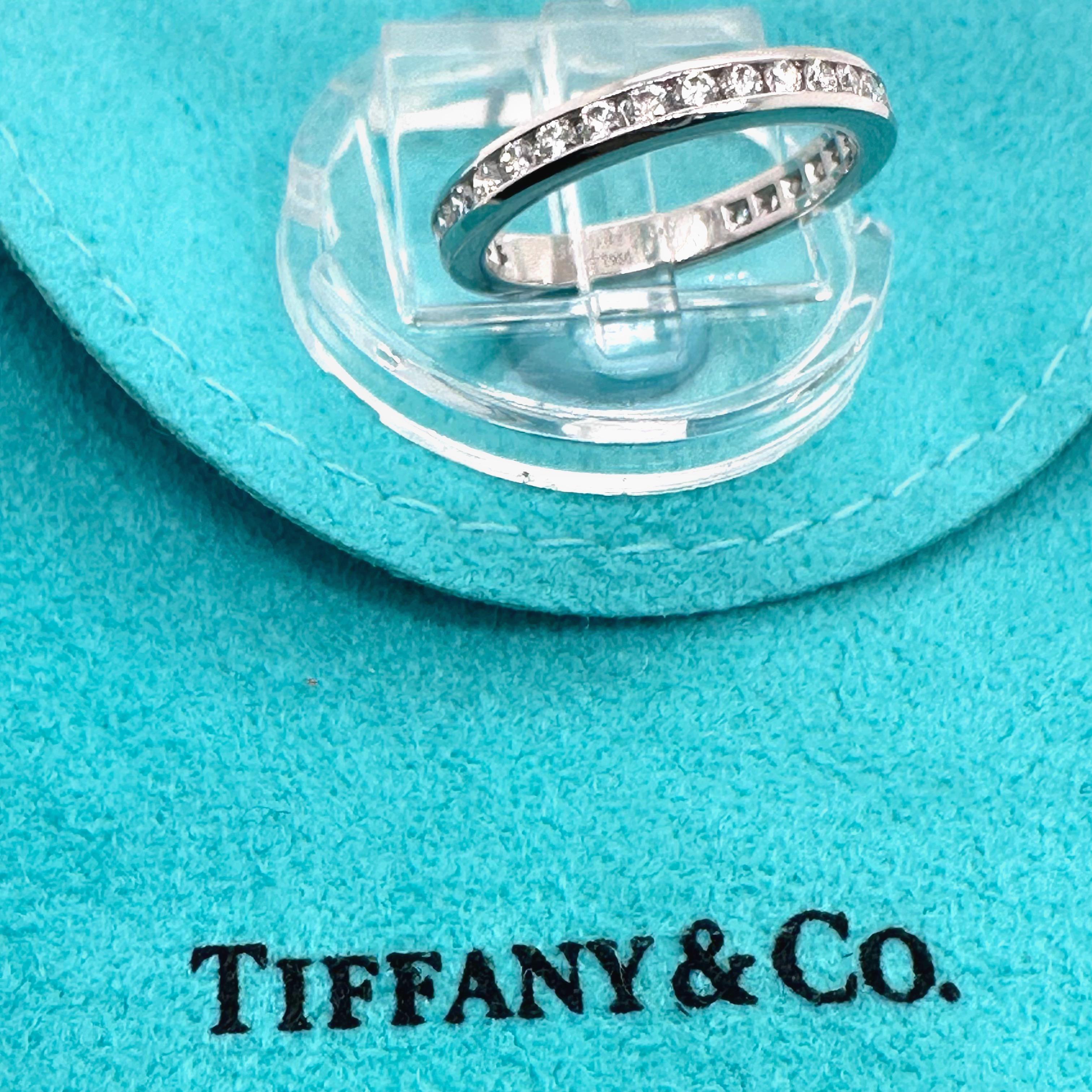 Tiffany & Co. Diamond Wedding Band Ring Full Circle 2 mm 0.38 tcw Platinum For Sale 3