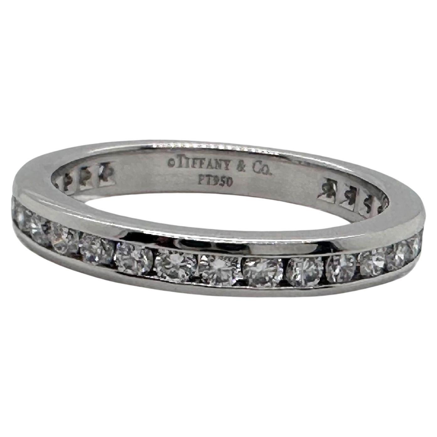Tiffany & Co. Diamond Wedding Band Ring Full Circle 2 mm 0.38 tcw Platinum For Sale