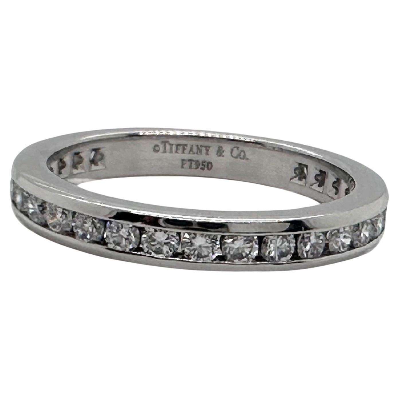 Tiffany & Co. Diamond Wedding Band Ring Full Circle 2 mm 0.38 tcw Platinum