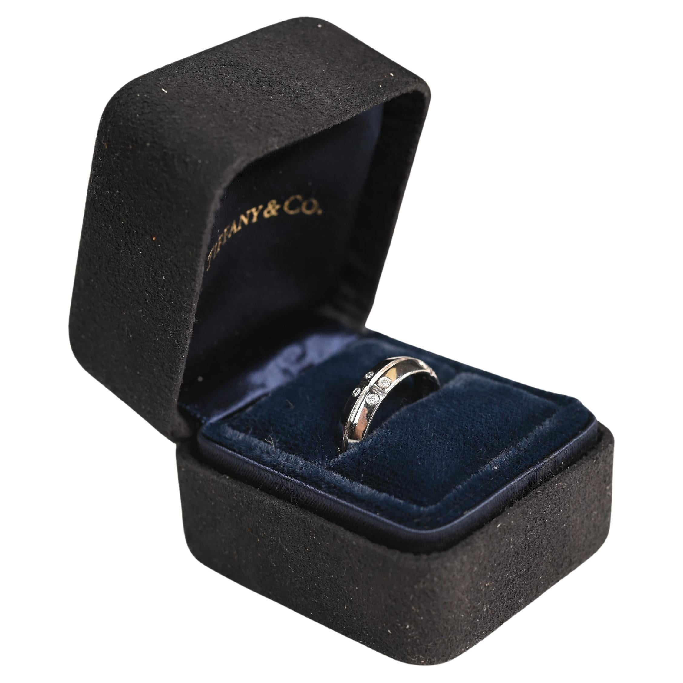 Tiffany and Co White Gold Eternity Band. Round Diamond Wedding D-FVVS1-VS1 4.6mm
