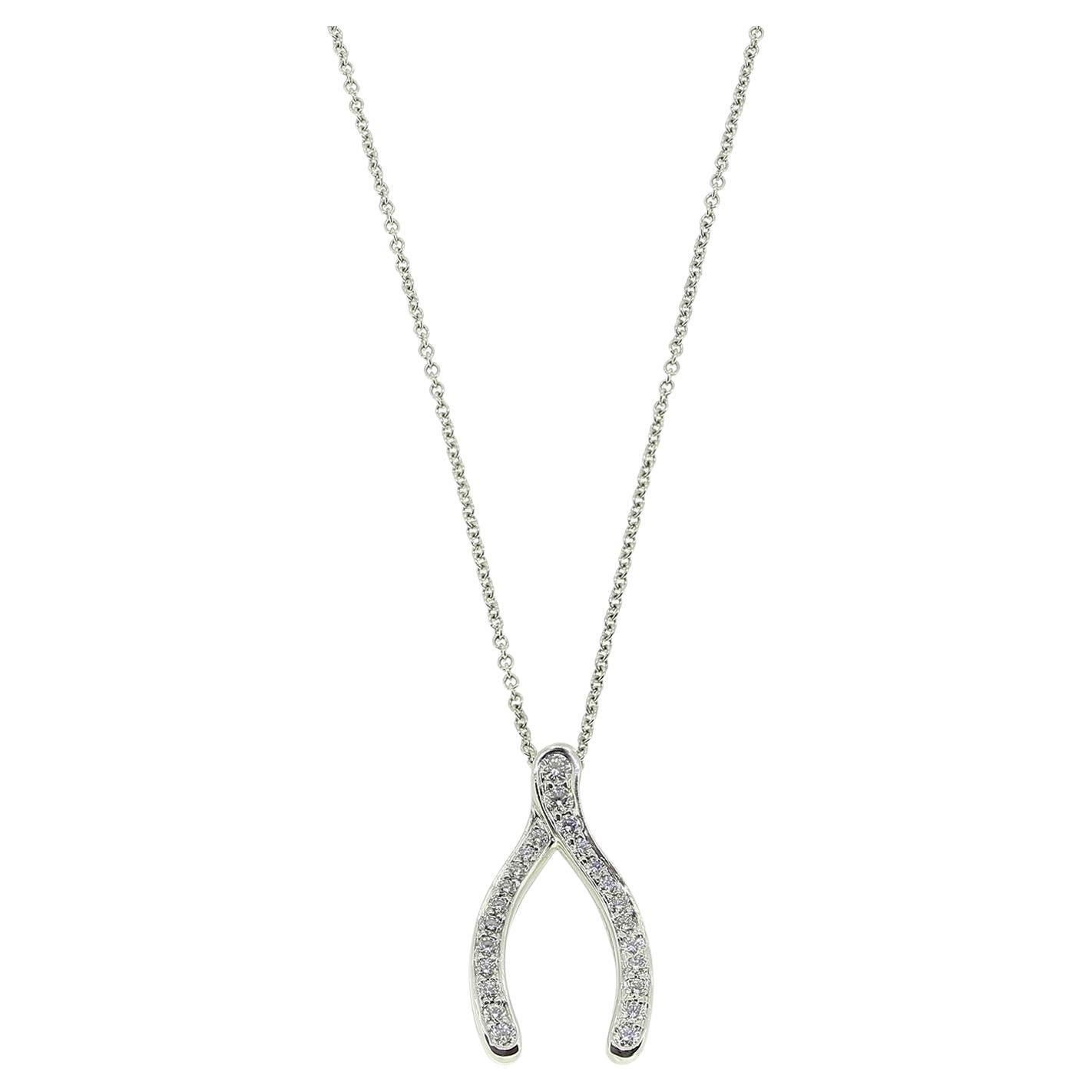 Tiffany & Co. Diamond Wishbone Necklace For Sale