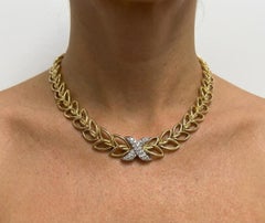 Tiffany & Co. Diamond “X” Choker Necklace in 18K Yellow Gold – 3.25 Carats Total