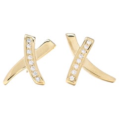 Tiffany & Co. Diamond X Studs, 18k Yellow Gold, Statement Earrings