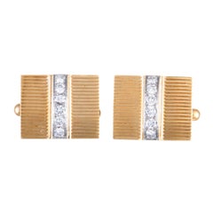 Tiffany & Co. Diamond Yellow and White Gold Rectangular Cufflinks