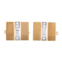 Vintage Tiffany 
Co. Diamond Yellow and White Gold Rectangular Cufflinks