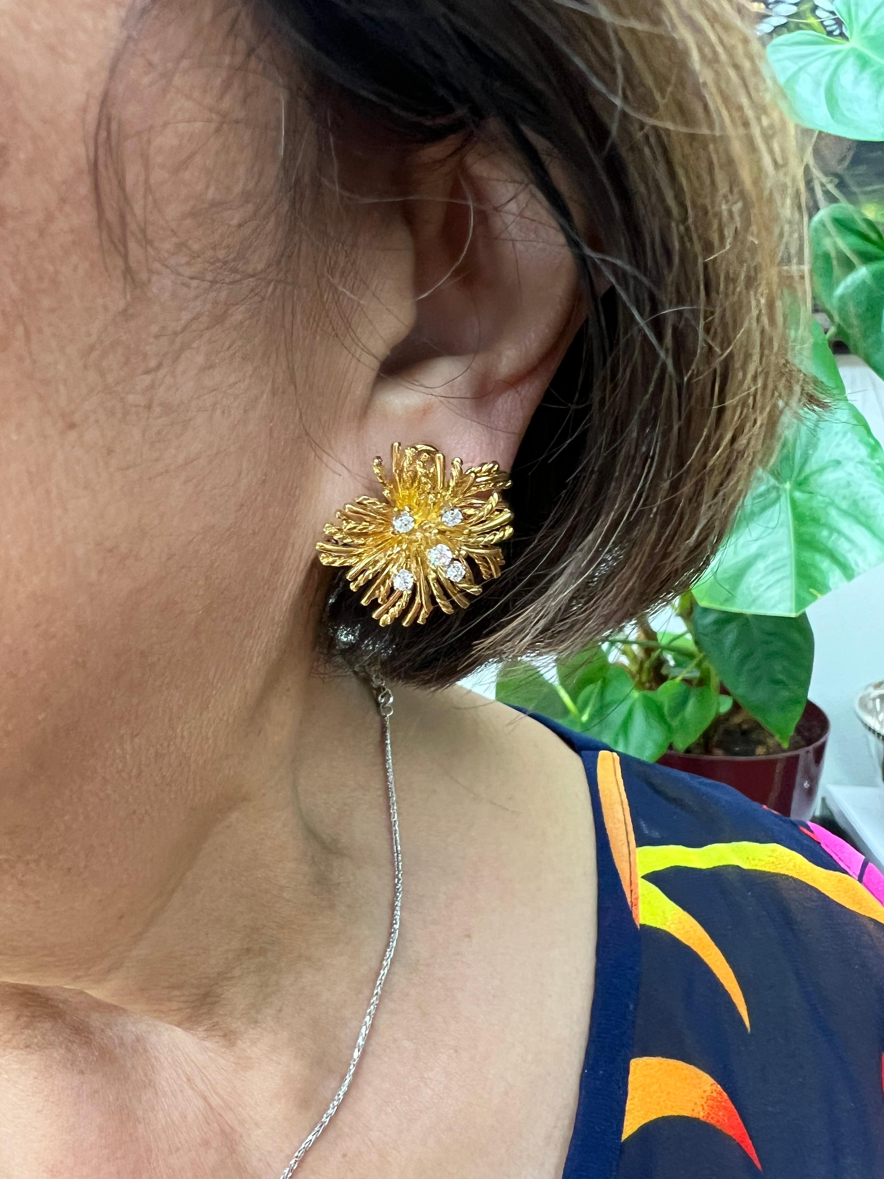 Contemporary Tiffany & Co  Diamond Yellow Gold Clip On Earrings