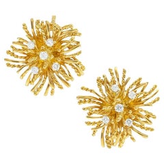 Tiffany & Co  Diamond Yellow Gold Clip On Earrings