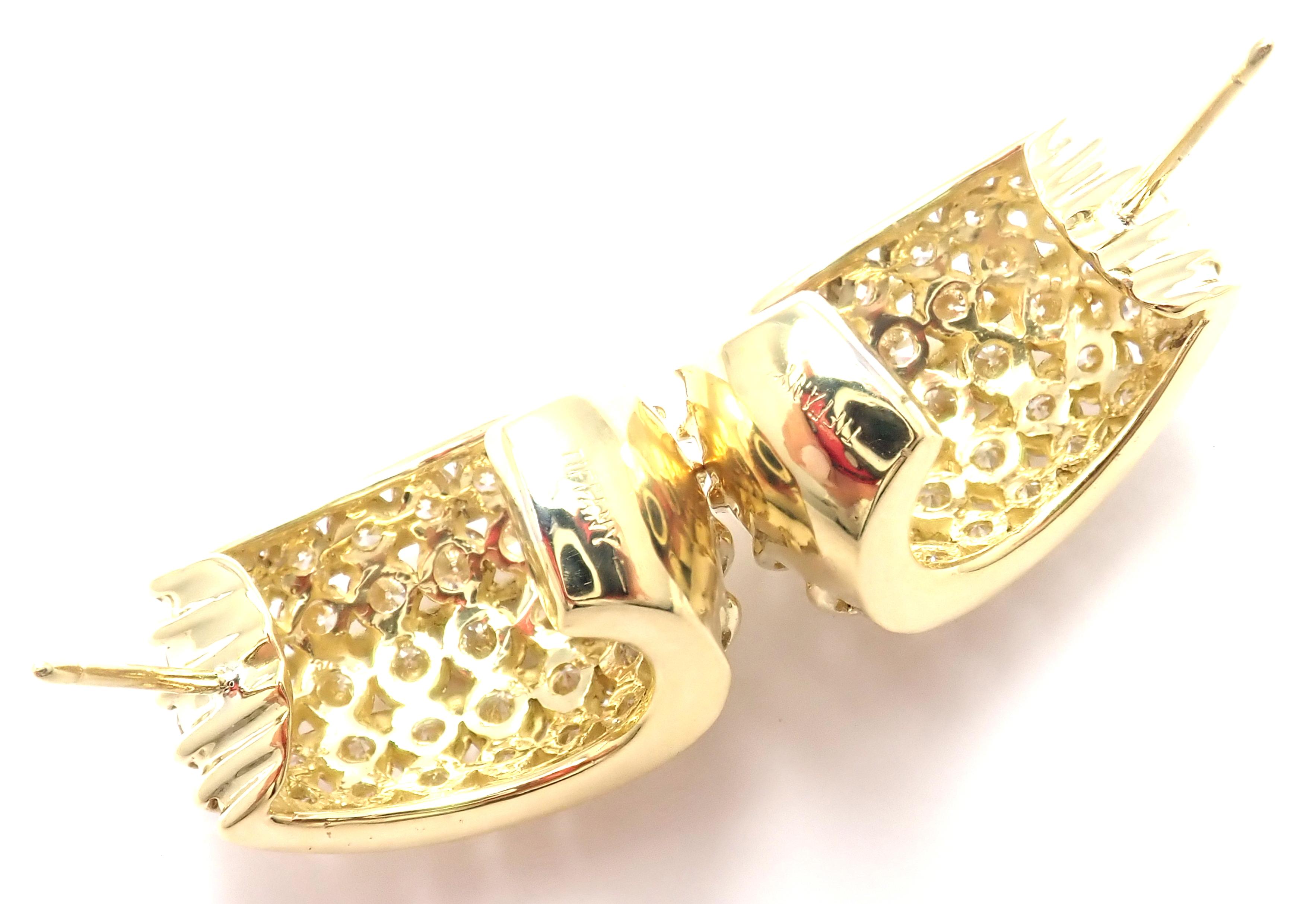 Tiffany & Co. Diamond Yellow Gold Hoop Earrings 5