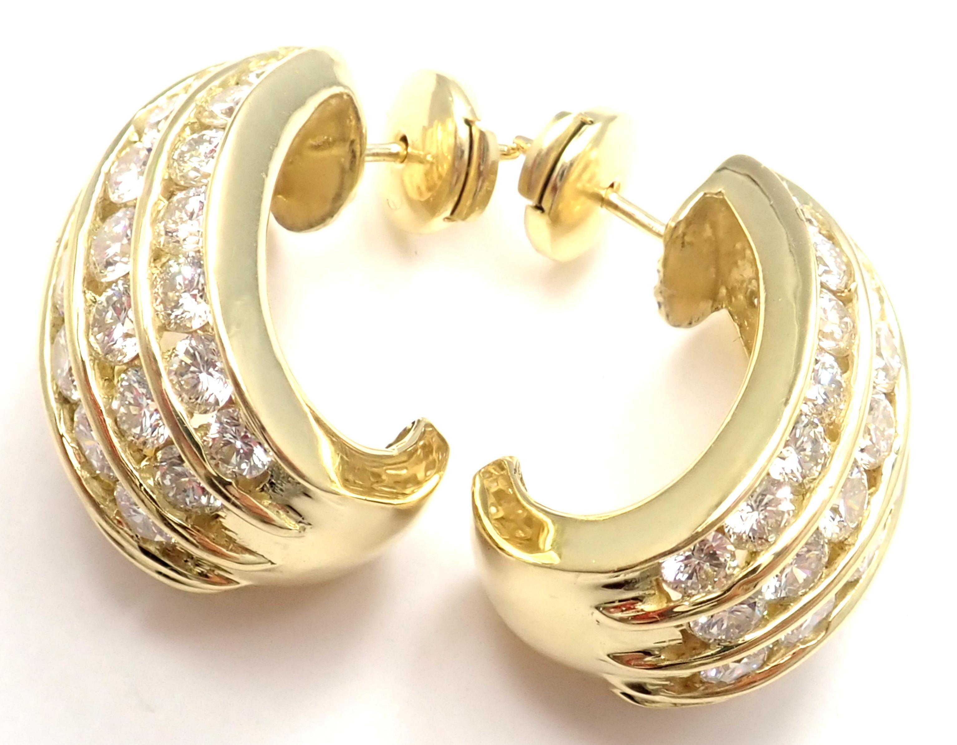 Women's or Men's Tiffany & Co. Diamond Yellow Gold Hoop Earrings