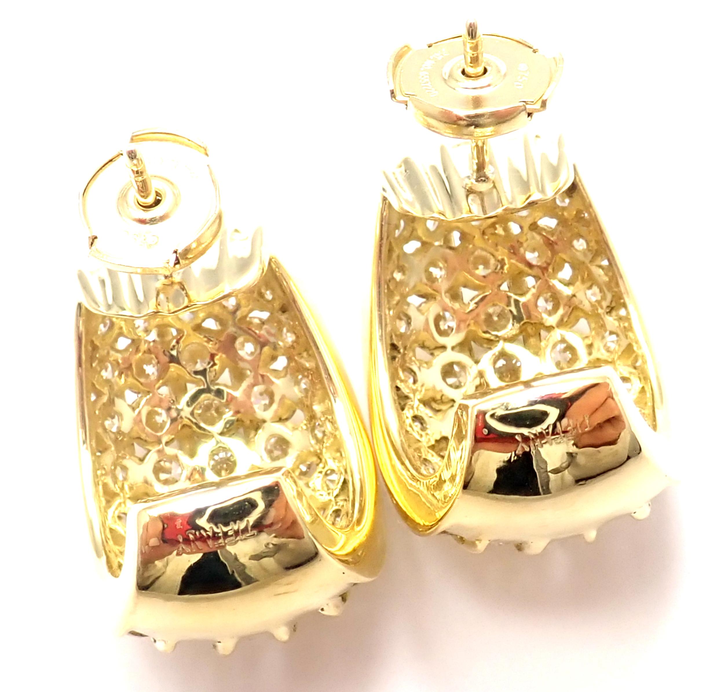 Tiffany & Co. Diamond Yellow Gold Hoop Earrings 1