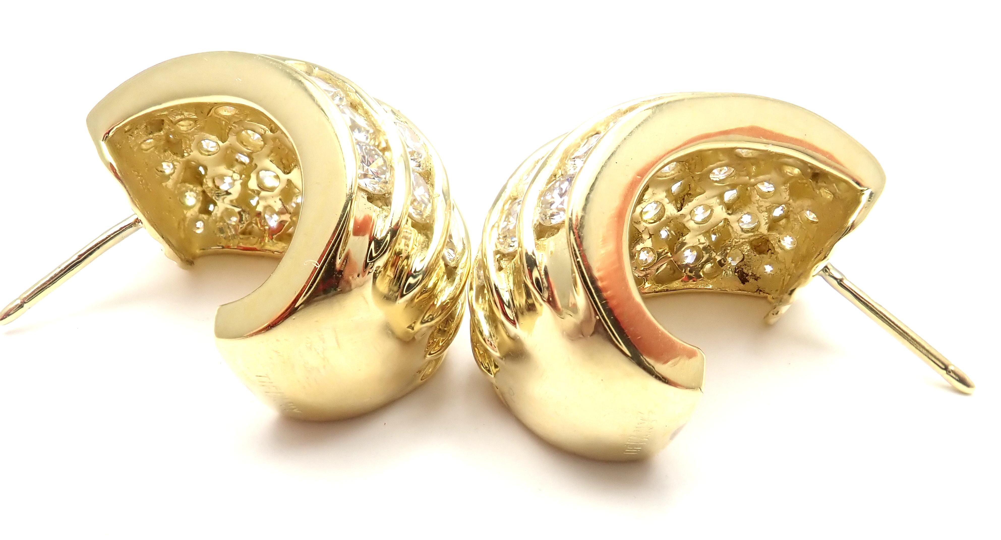 Tiffany & Co. Diamond Yellow Gold Hoop Earrings 3