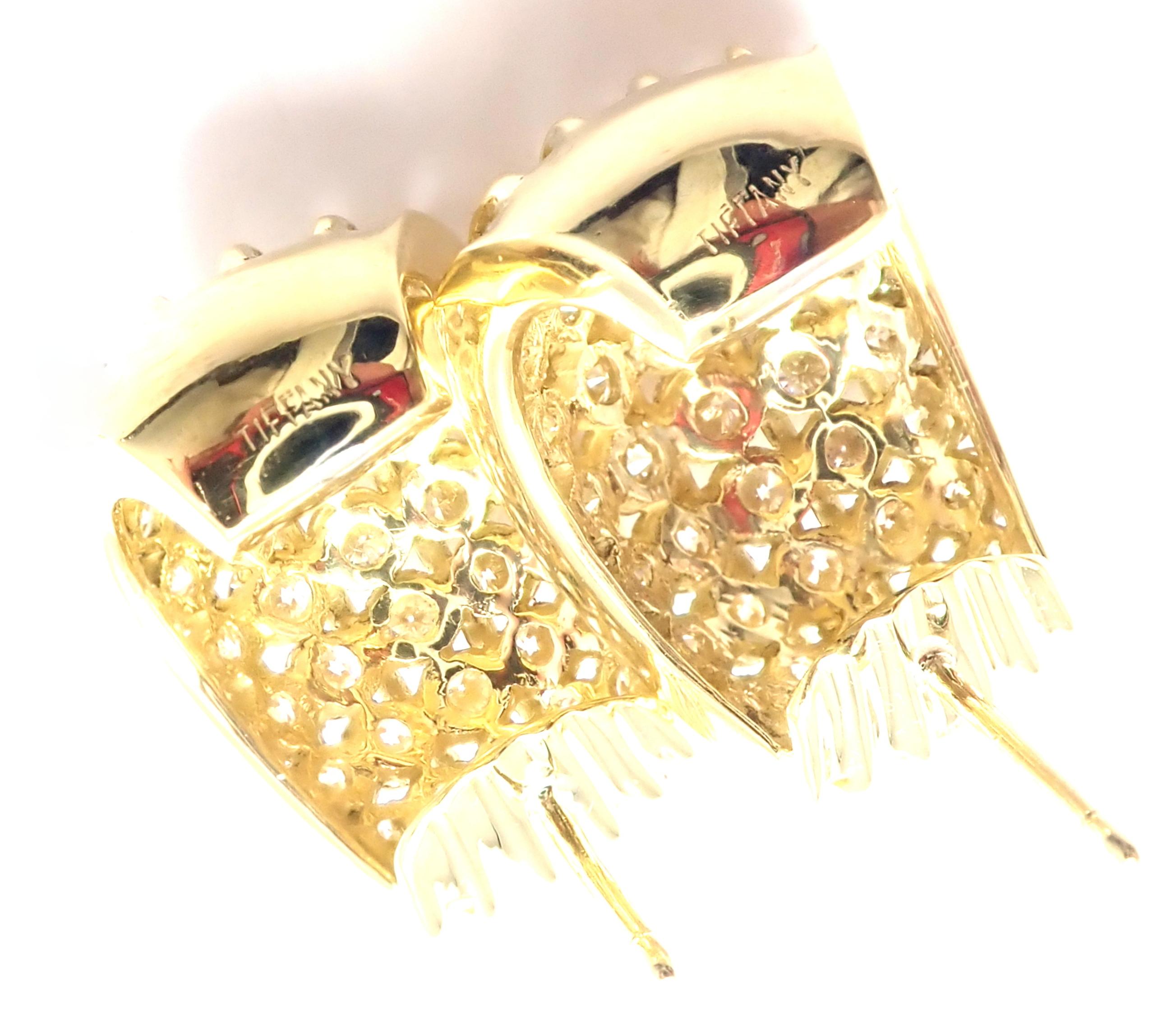 Tiffany & Co. Diamond Yellow Gold Hoop Earrings 4