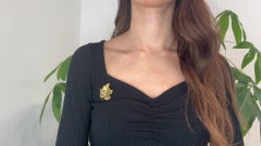 Tiffany & Co. Diamond Yellow Gold Maple Leaf Brooch