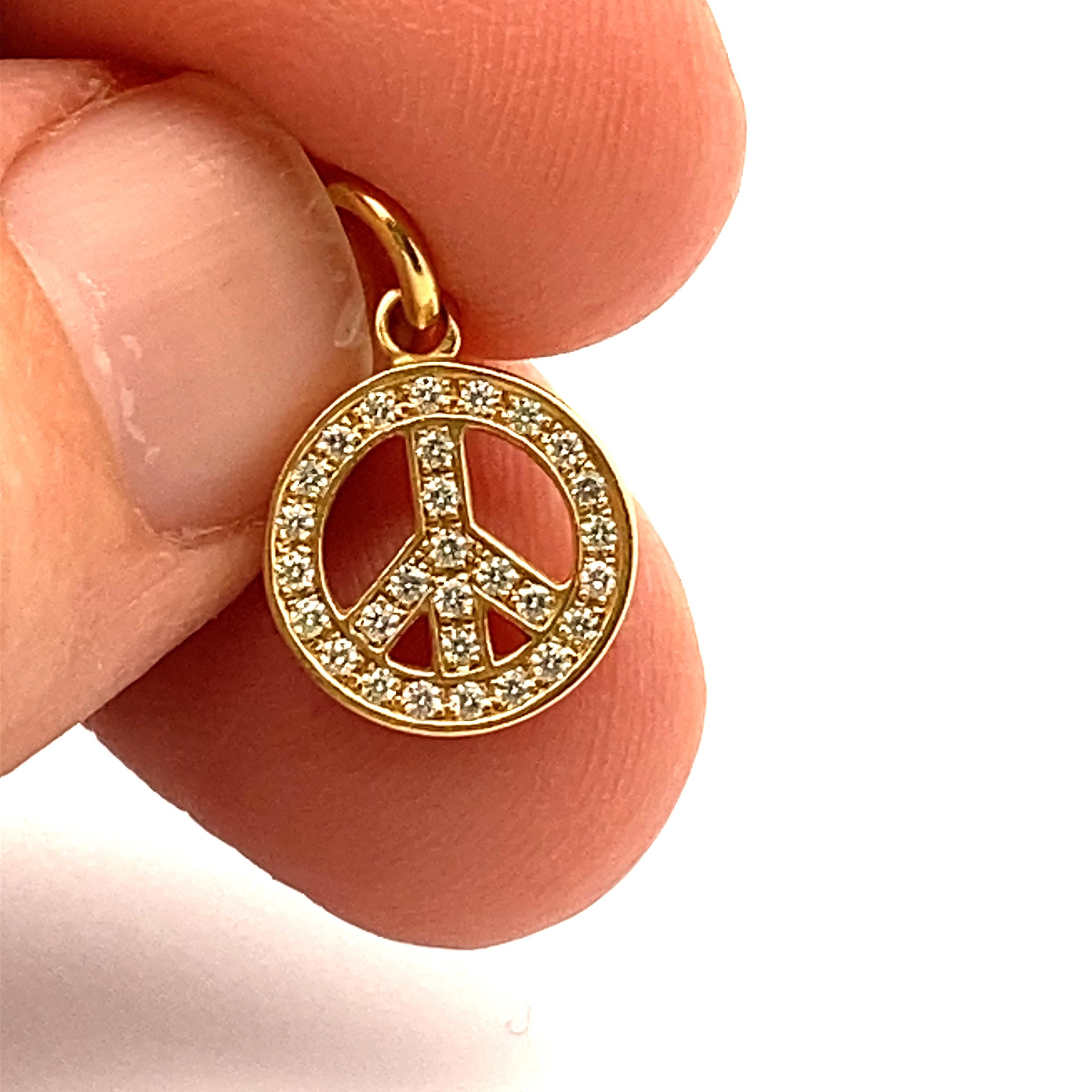 Brilliant Cut Tiffany & Co. Diamond Yellow Gold Metro Peace Charm Pendant