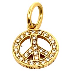 Tiffany & Co. Diamond Yellow Gold Metro Peace Charm Pendant