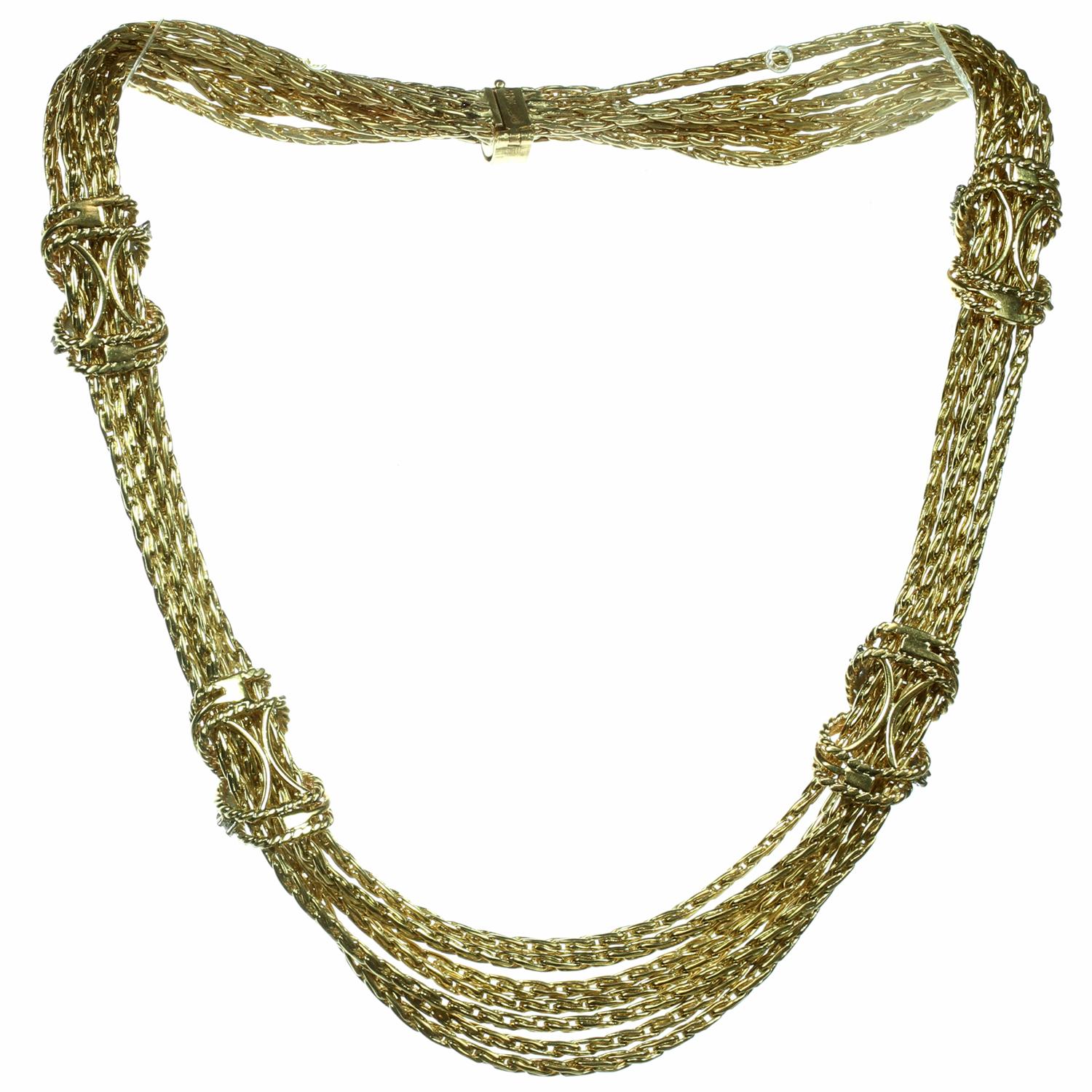 Tiffany & Co. Diamond Yellow Gold Multi-Strand Necklace 1