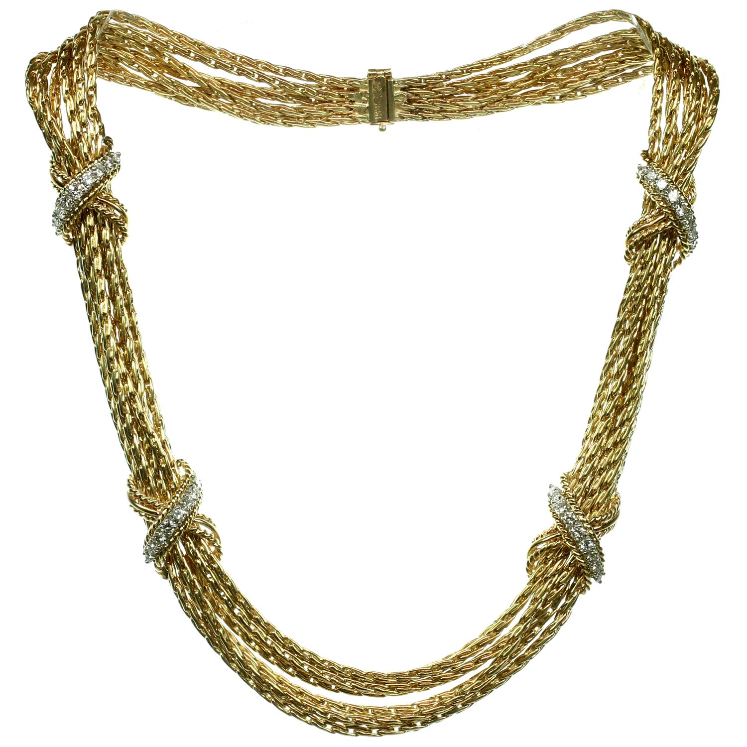 Tiffany & Co. Diamond Yellow Gold Multi-Strand Necklace