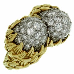 Retro Tiffany & Co. Diamond Yellow Gold Platinum Double Acorn Ring