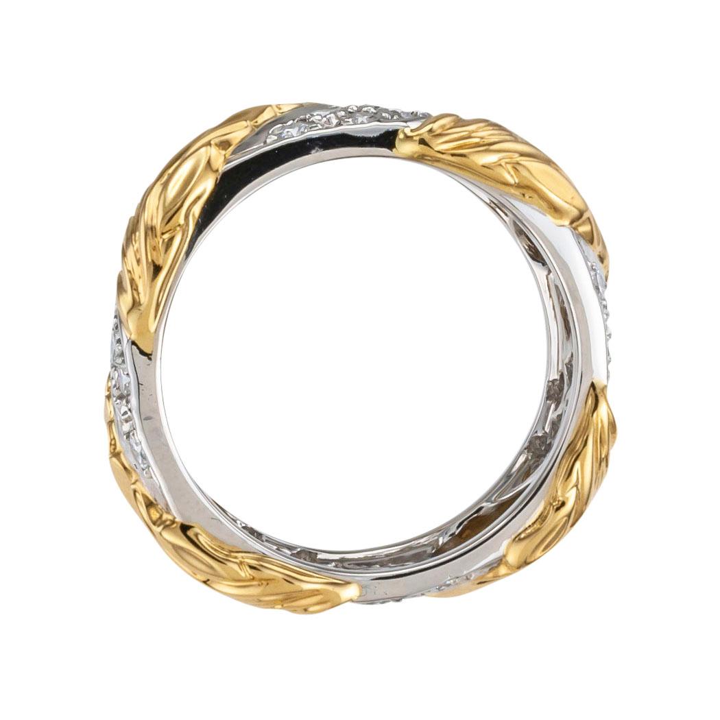 Tiffany & Co. Diamond Yellow Gold Platinum Wedding Band In Good Condition In Los Angeles, CA