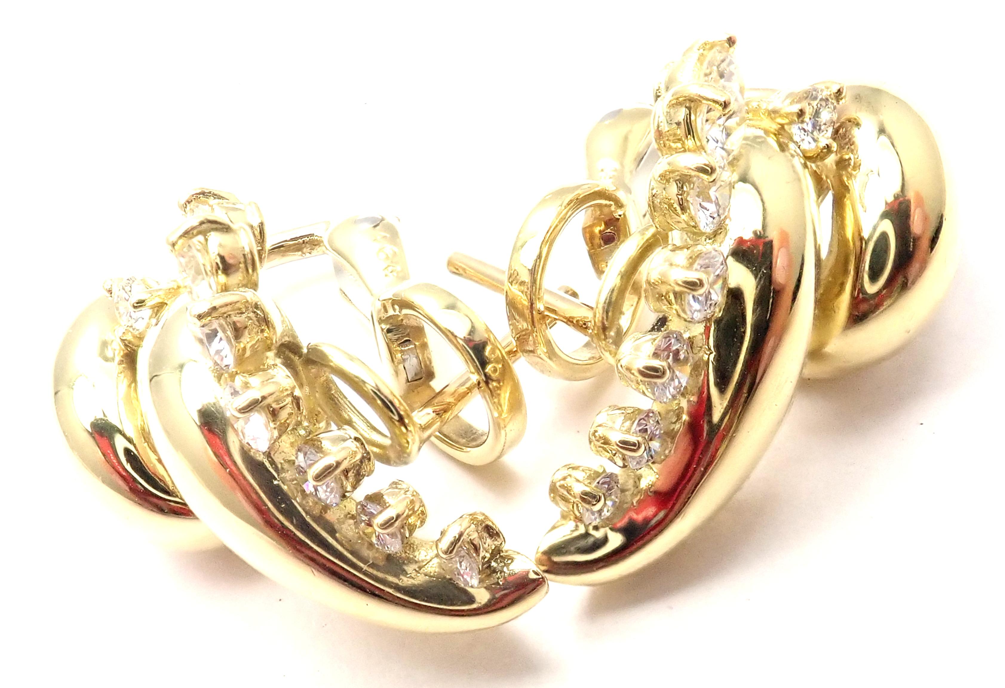 Tiffany & Co. Diamond Yellow Gold Swirl Earrings For Sale 2