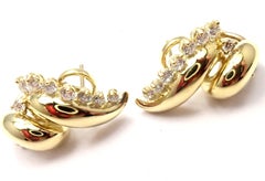 Tiffany & Co. Diamond Yellow Gold Swirl Earrings