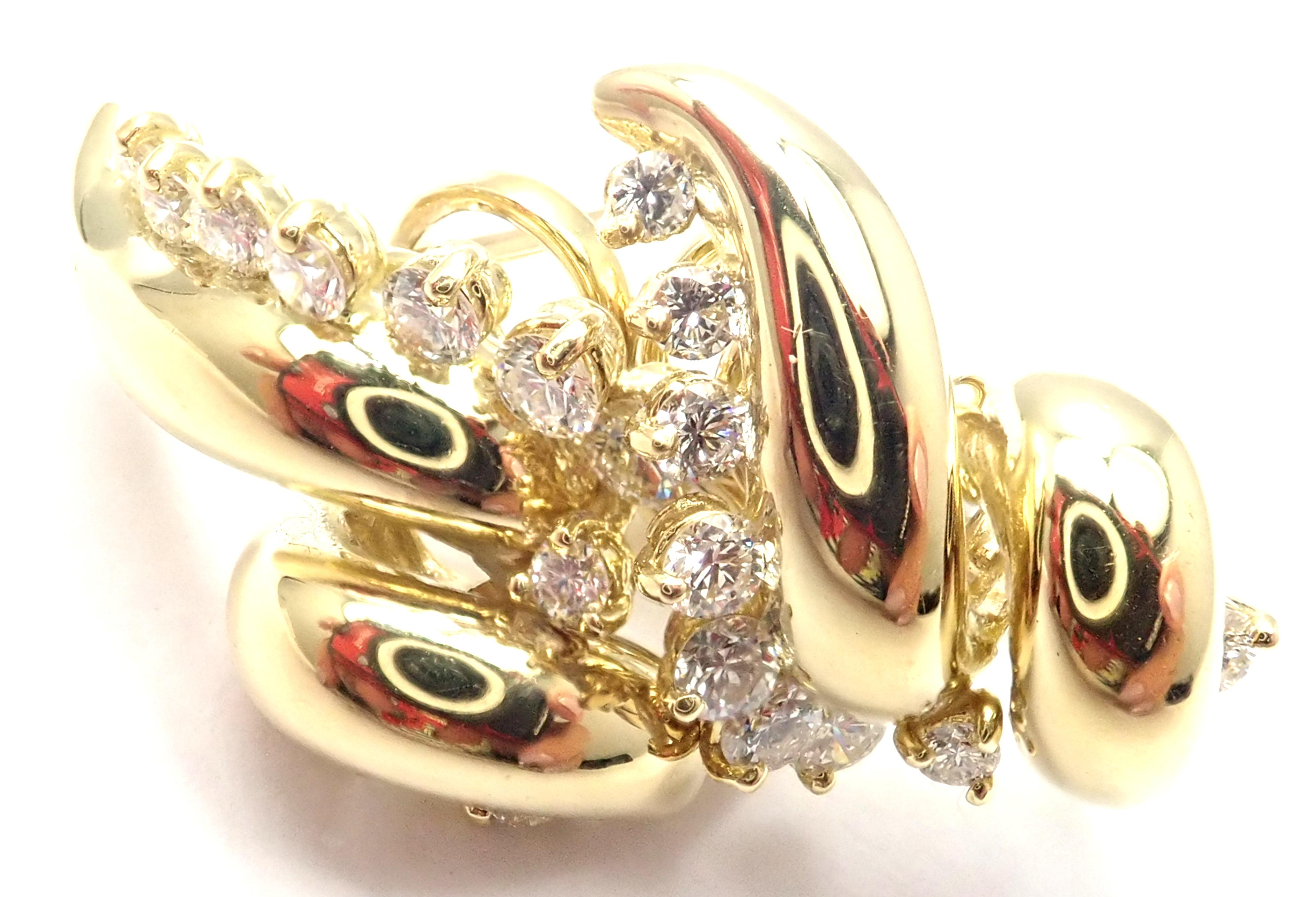 Tiffany & Co. Pendientes Remolino Diamante Oro Amarillo Corte brillante en venta