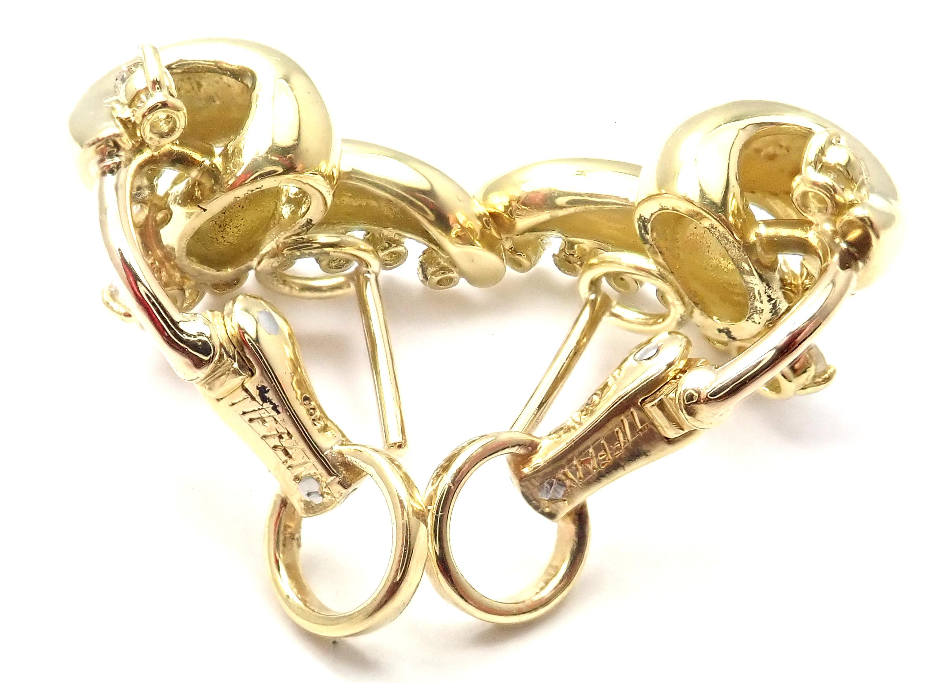 Women's or Men's Tiffany & Co. Diamond Yellow Gold Swirl Earrings For Sale