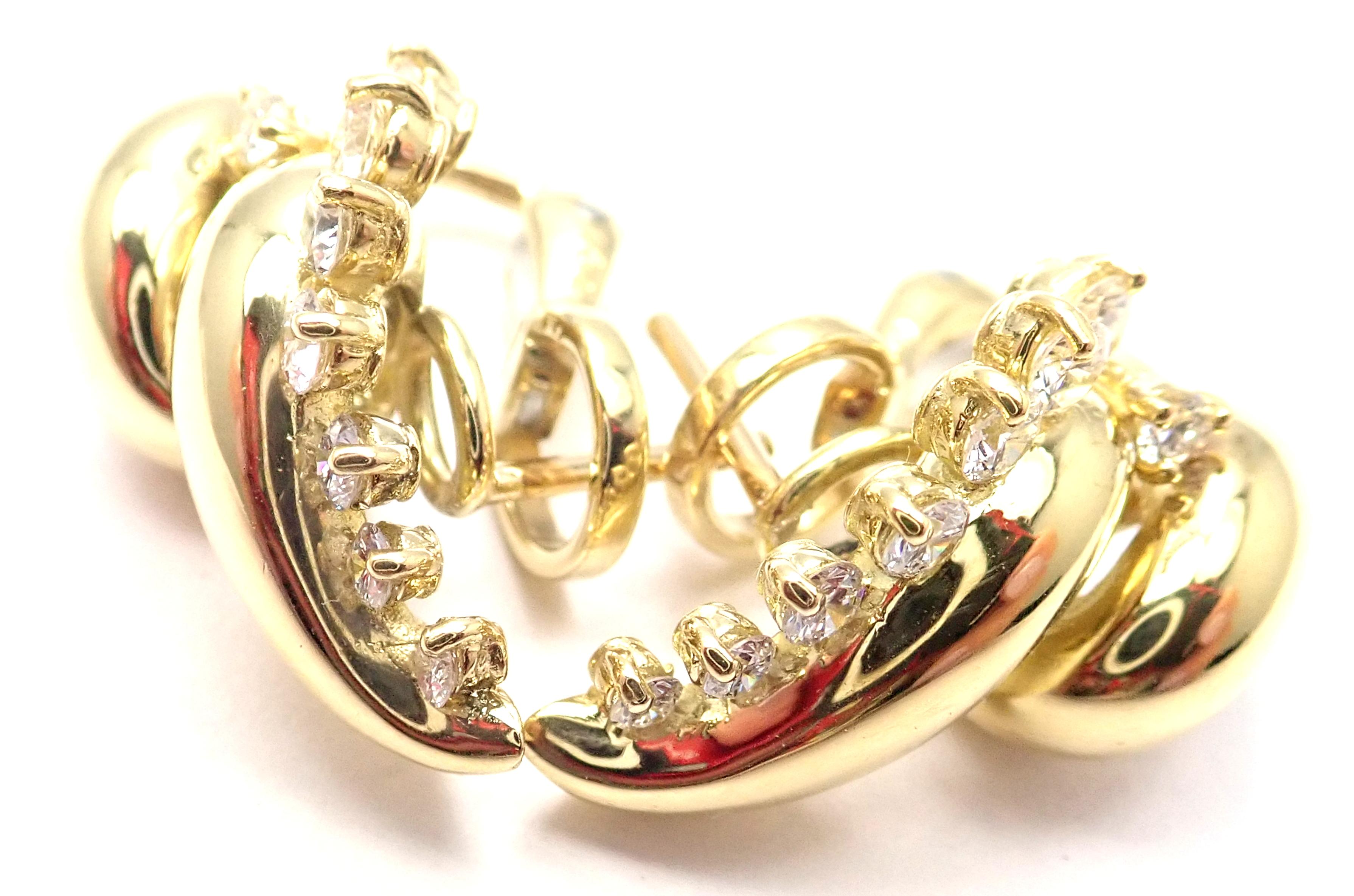 Tiffany & Co. Diamond Yellow Gold Swirl Earrings For Sale 1