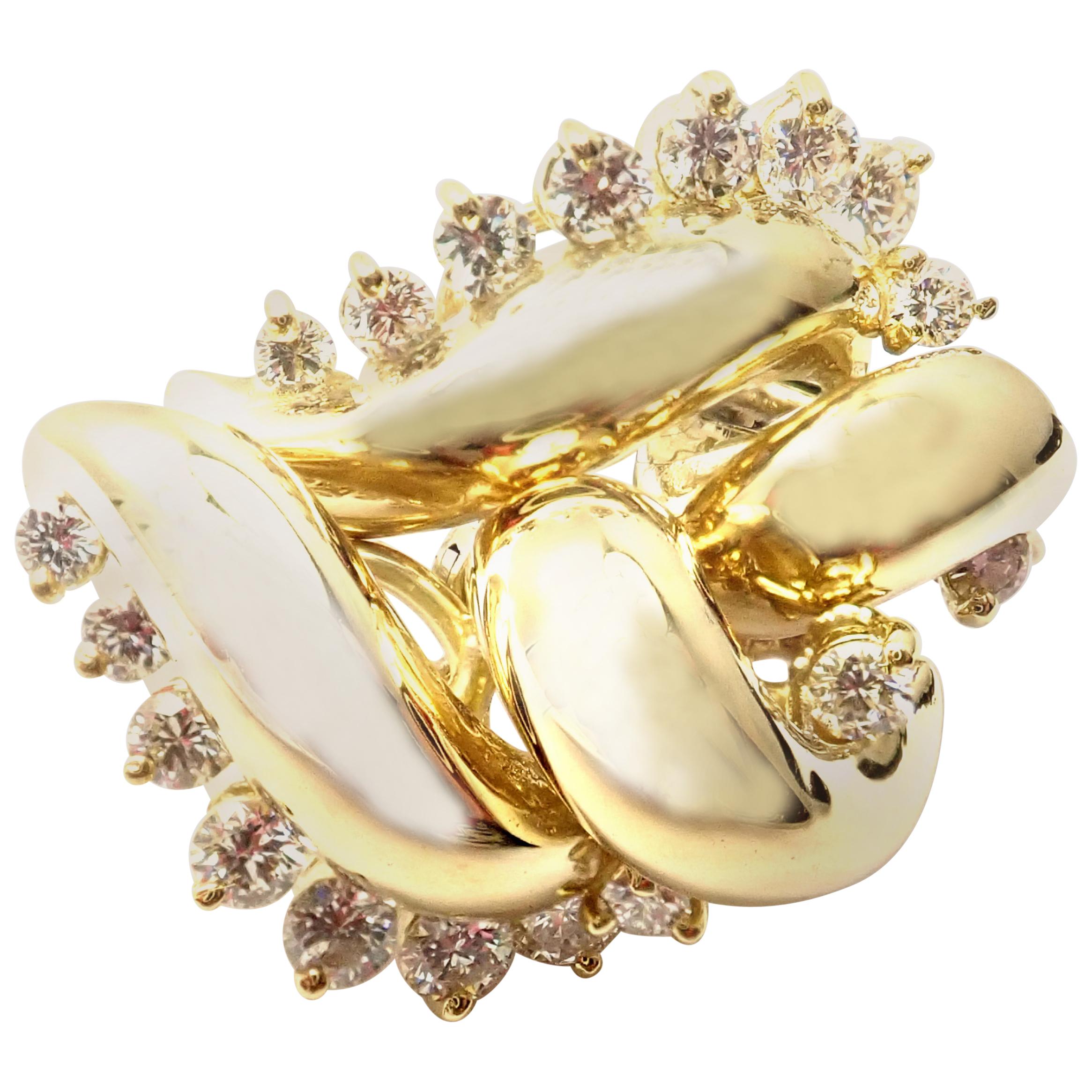 Tiffany & Co. Diamond Yellow Gold Swirl Earrings