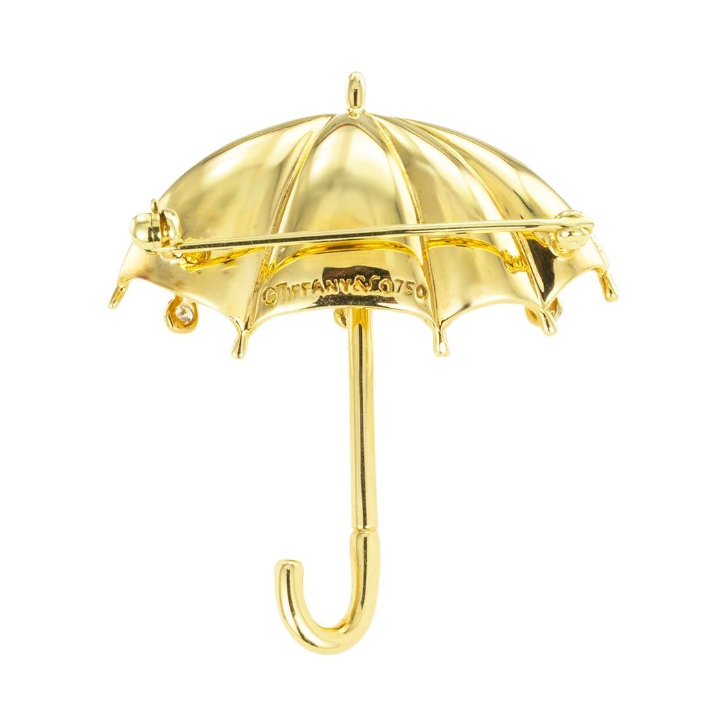 Contemporary Tiffany & Co Diamond Yellow Gold Umbrella Brooch