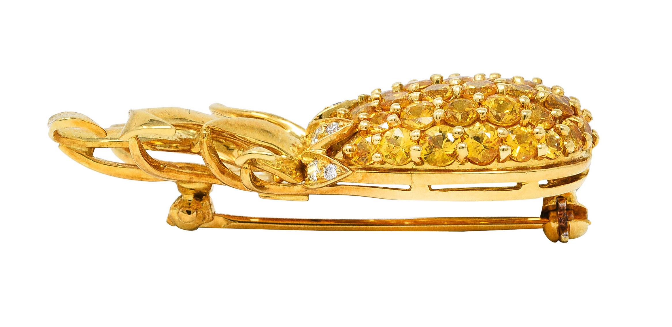 Contemporary Tiffany & Co. Diamond Yellow Sapphire 18 Karat Yellow Gold Pineapple Brooch