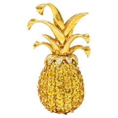 Tiffany & Co. Diamond Yellow Sapphire 18 Karat Yellow Gold Pineapple Brooch