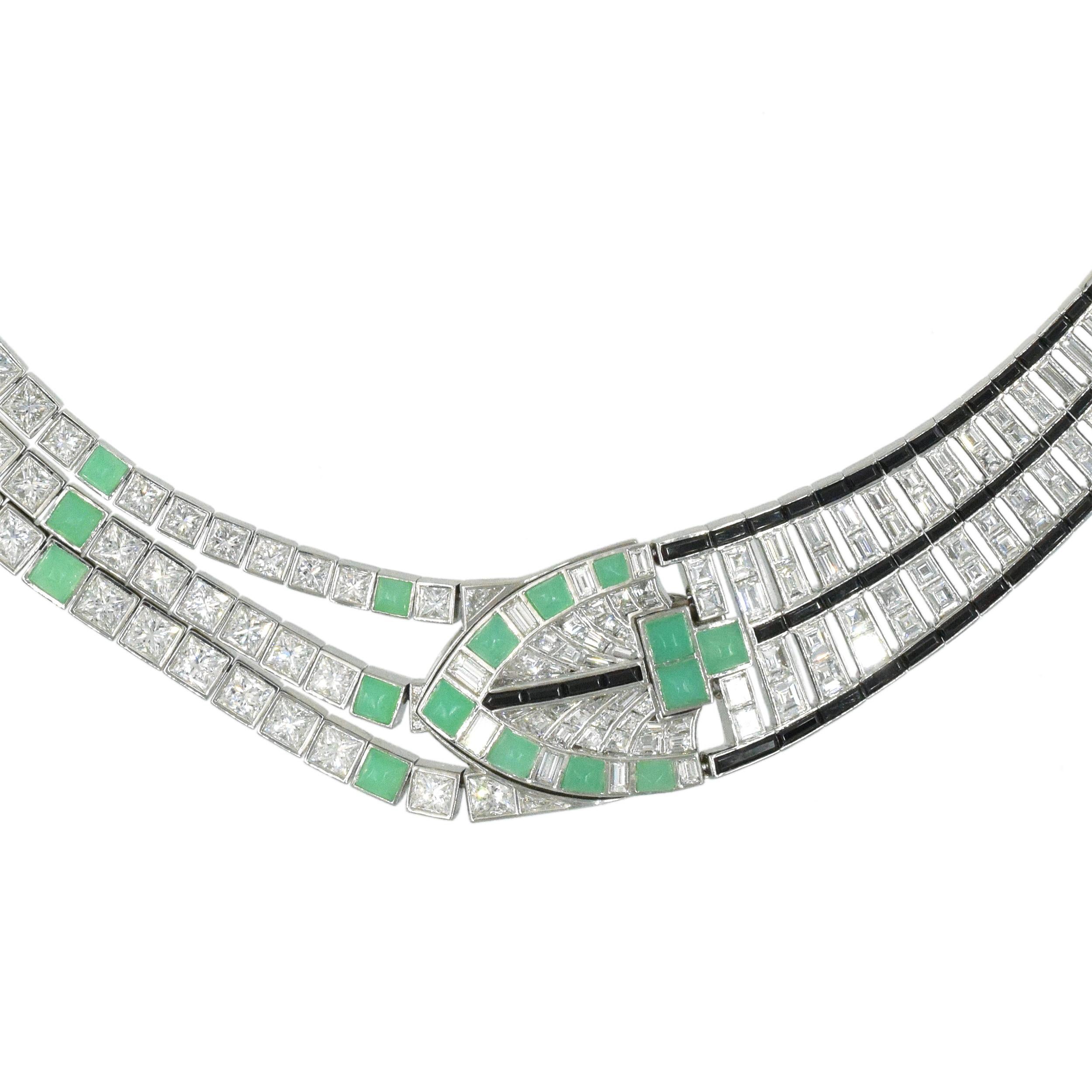 Tiffany & Co. Diamond, Chrysoprase, and Spinel Necklace In Excellent Condition For Sale In New York, NY