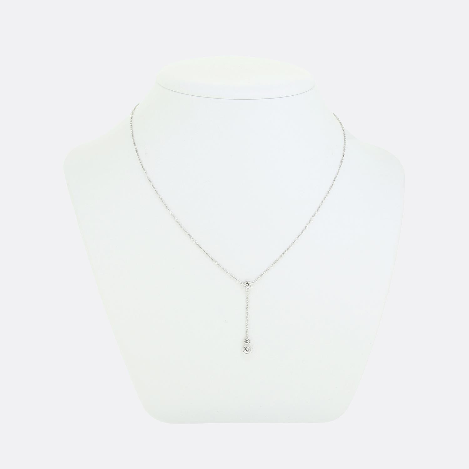 Round Cut Tiffany & Co. Diamonds By The Yard Drop Pendant Necklace For Sale