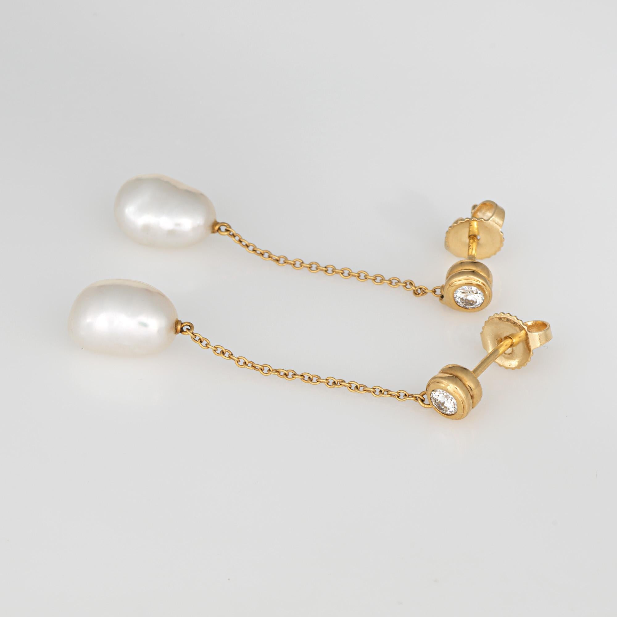 Modern Tiffany & Co Diamonds by the Yard Pearl Earrings 1.5