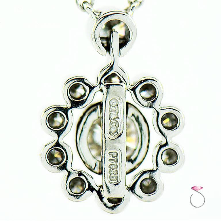 Art Deco TIFFANY & CO. Diamonds Halo Flower Pendant Necklace in Platinum