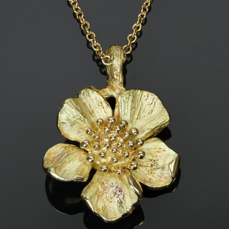 Tiffany and Co. Dogwood 18k Yellow Gold Pendant Necklace For Sale at ...