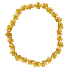 Tiffany & Co. Dogwood Collection 18K Yellow Gold Flower Link Necklace
