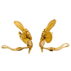 Tiffany & Co. Dogwood Collection 18K Yellow Gold Large Rose Flower Earrings