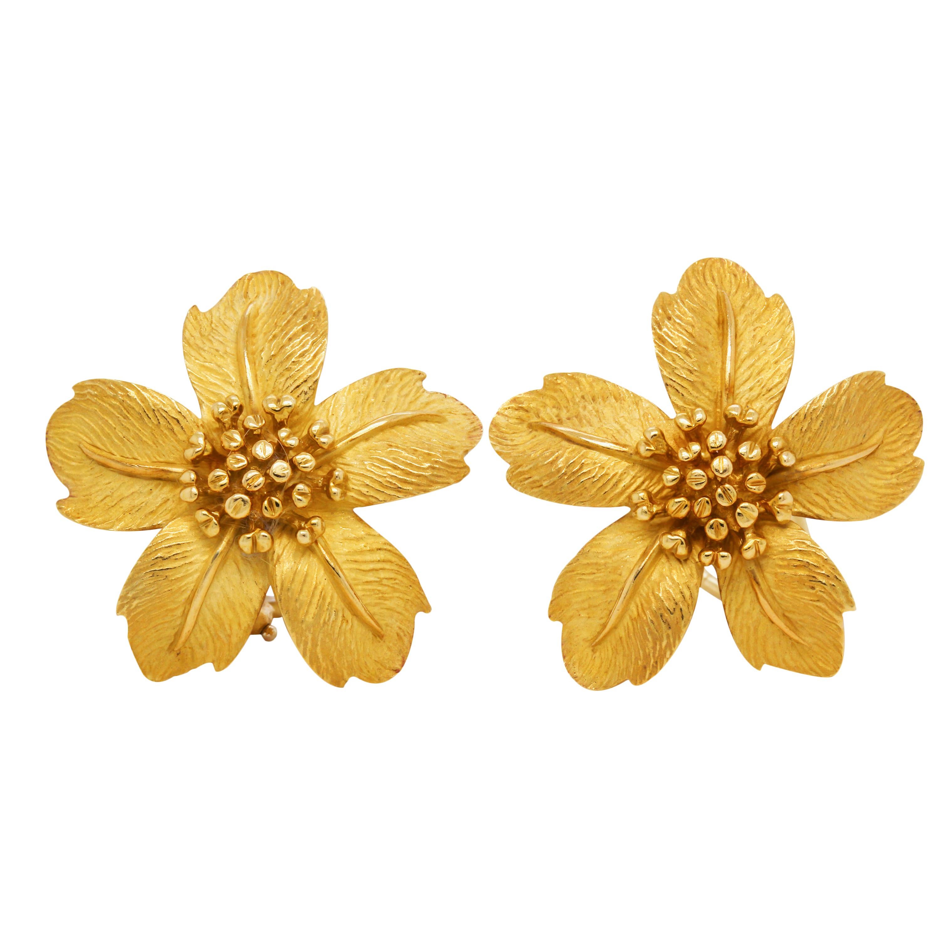 large gold flower earrings