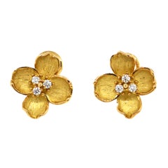 Tiffany & Co. Dogwood-Ohrringe mit Diamanten aus 18 Karat Gelbgold