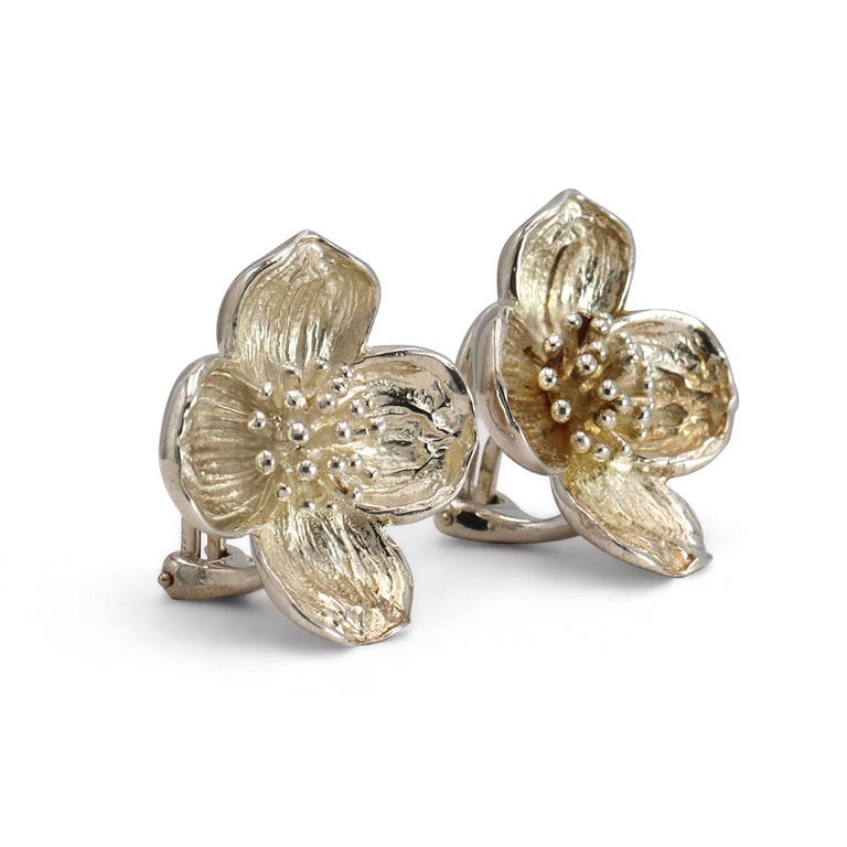 Tiffany & Co. Dogwood Flower Earrings In Excellent Condition In New York, NY