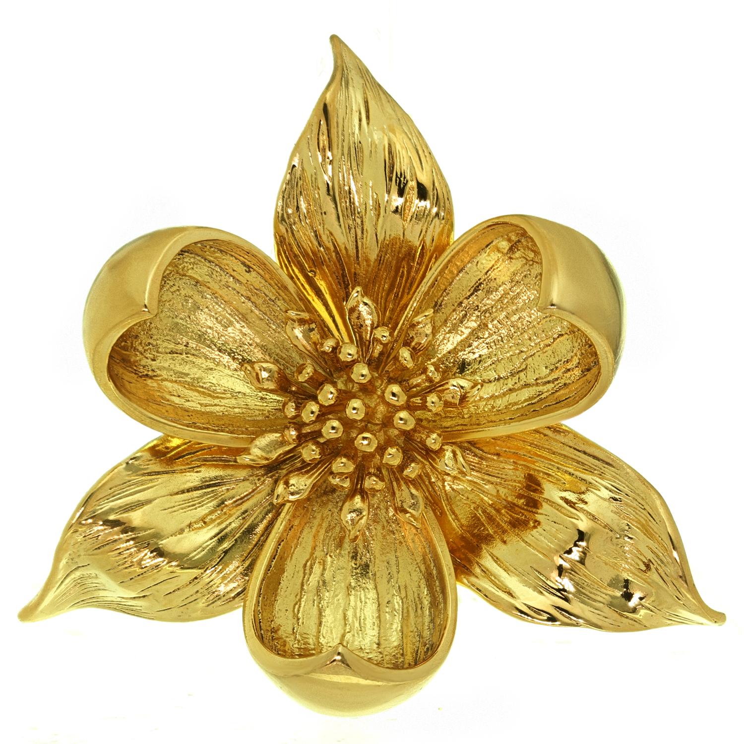 Tiffany & Co. Dogwood Flower Sterling Silver Gold Plated Earrings & Brooch Set 6